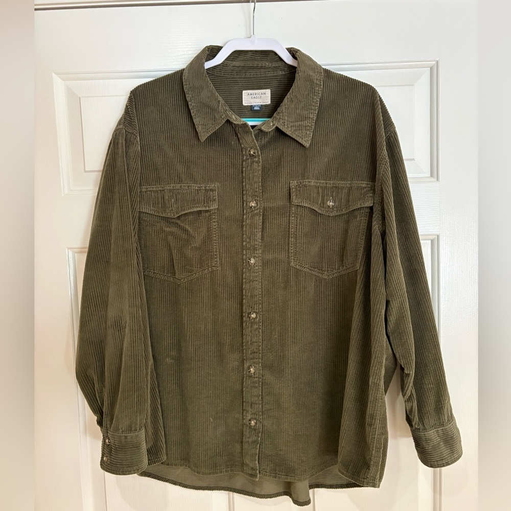 American Eagle Outfitters Olive Corduroy Shirt